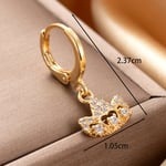 Gold color / 1 Piece Simple Series Crown  Copper  Gold Color Zircon Women's Dangle Earrings Picture3